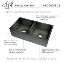 Load image into Gallery viewer, ALFI brand ABCO3318DB Concrete Color 33 inch Reversible Double Fireclay Farmhouse Kitchen Sink