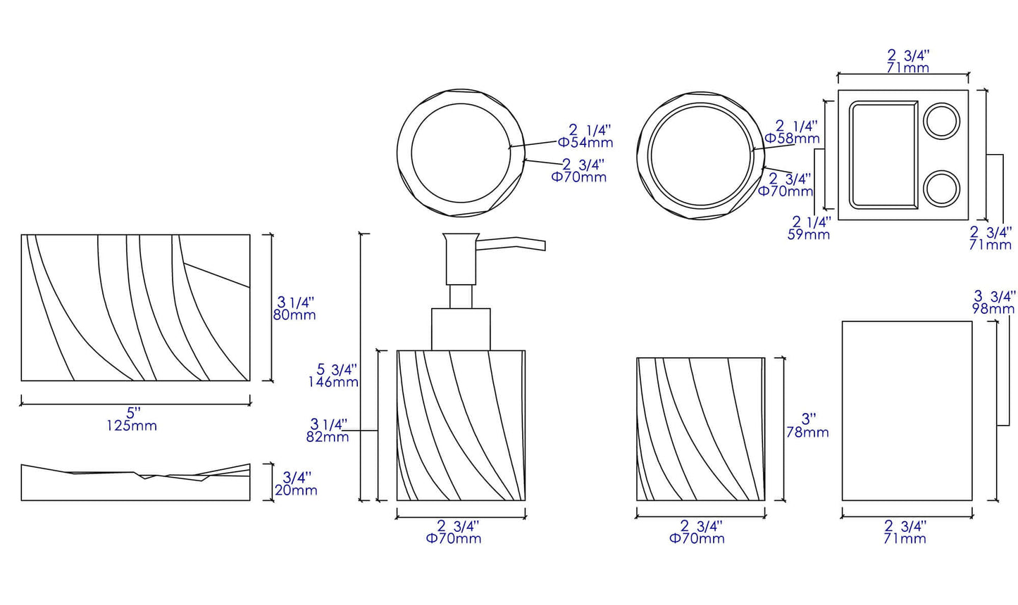 ALFI brand ABCO1019 4 Piece Solid Concrete Bathroom Accessory Set