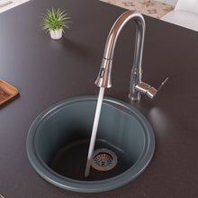 Load image into Gallery viewer, ALFI brand AB1717DI-T Titanium 17&quot; Drop-In Round Granite Composite Kitchen Prep Sink
