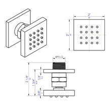 Load image into Gallery viewer, ALFI brand AB3820-BM Black Matte 2&quot; Square Adjustable Shower Body Spray