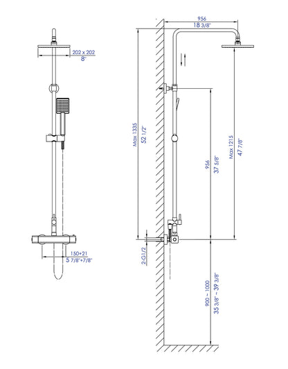 ALFI brand AB2862-PC Polished Chrome Square Style Thermostatic Exposed Shower Set