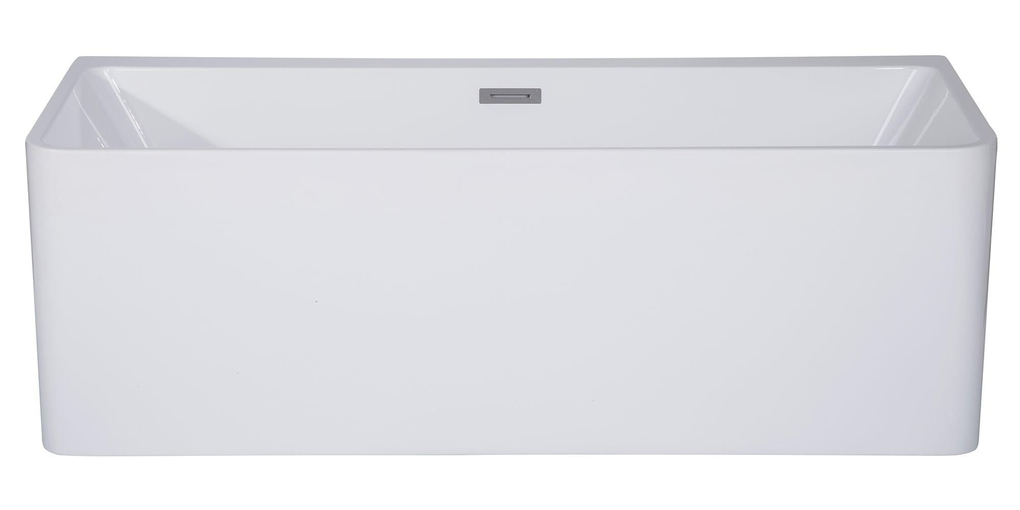 ALFI brand AB8858 59 inch White Rectangular Acrylic Free Standing Soaking Bathtub