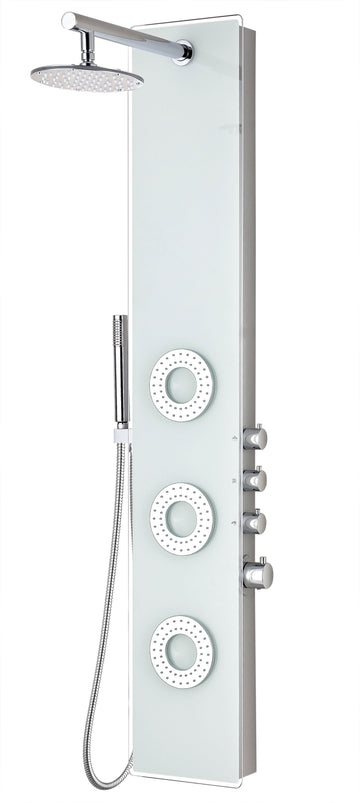 Lynn 58 in. 3-Jetted Full Body Shower Panel with Heavy Rain Shower and Spray Wand in White