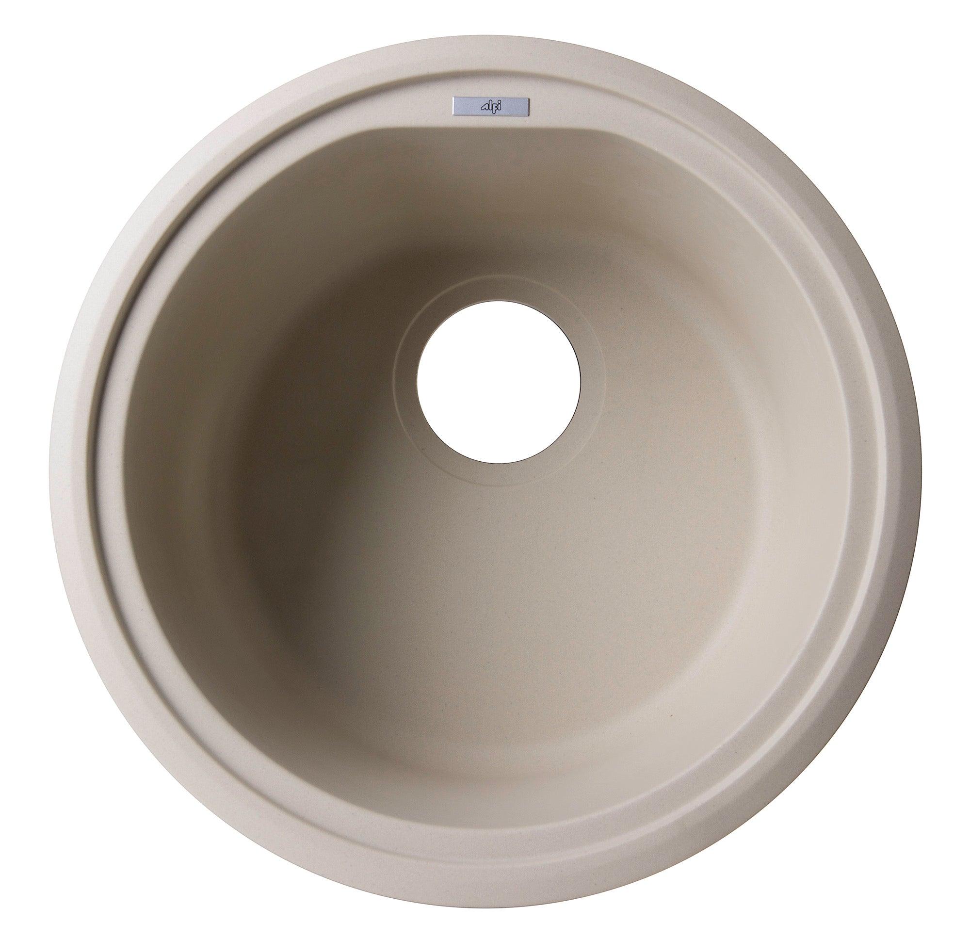 ALFI brand AB1717UM-B Biscuit 17" Undermount Round Granite Composite Kitchen Prep Sink