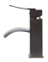 Load image into Gallery viewer, ALFI brand AB1258-BN Brushed Nickel Square Body Curved Spout Single Lever Bathroom Faucet