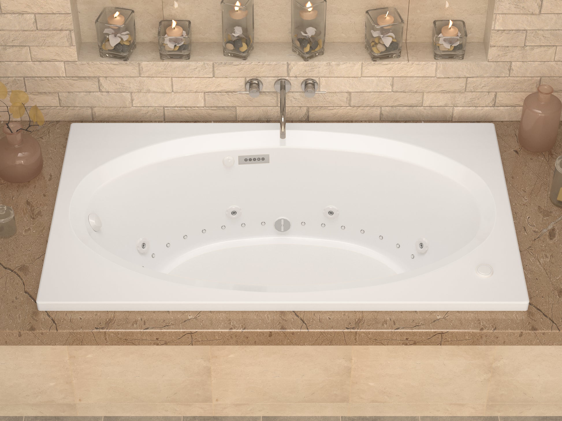 Atlantis Whirlpools Vogue Deluxe Series 42.625 x 83.75in. Air and Whirlpool Jetted Bathtub in White