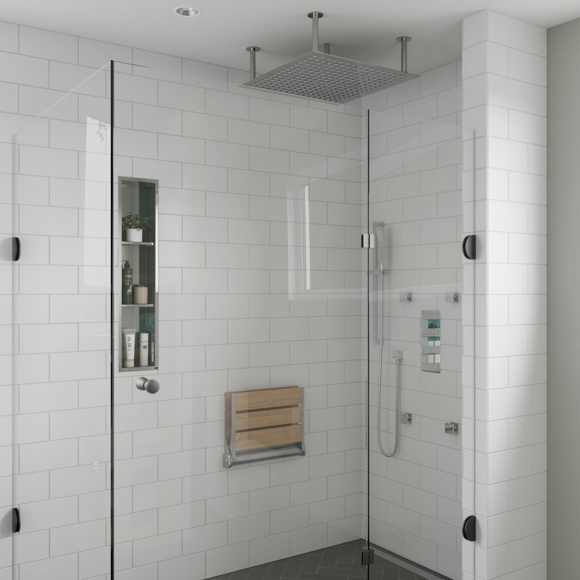 ALFI brand ABN0836-PSS 8 x 36 Polished Stainless Steel Vertical Triple Shelf Bath Shower Niche
