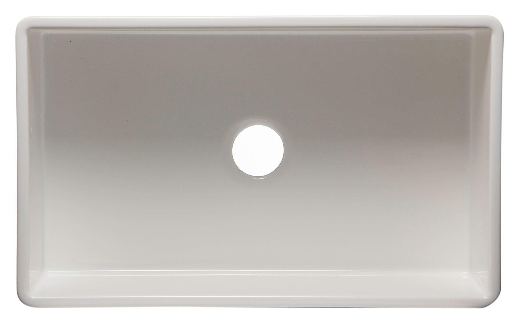 ALFI brand AB533-W 33" White Smooth Apron Single Bowl Fireclay Farm Sink