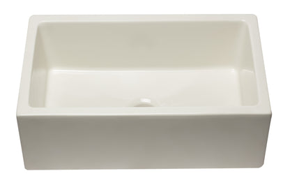 ALFI brand AB3018HS-B 30 inch Biscuit Reversible Smooth / Fluted Single Bowl Fireclay Farm Sink