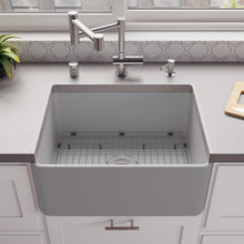 Load image into Gallery viewer, ALFI brand ABF2418-GM Gray Matte Smooth Apron 24&quot; x 18&quot; Single Bowl Fireclay Farm Sink