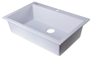 ALFI brand AB3020DI-W White 30" Drop-In Single Bowl Granite Composite Kitchen Sink