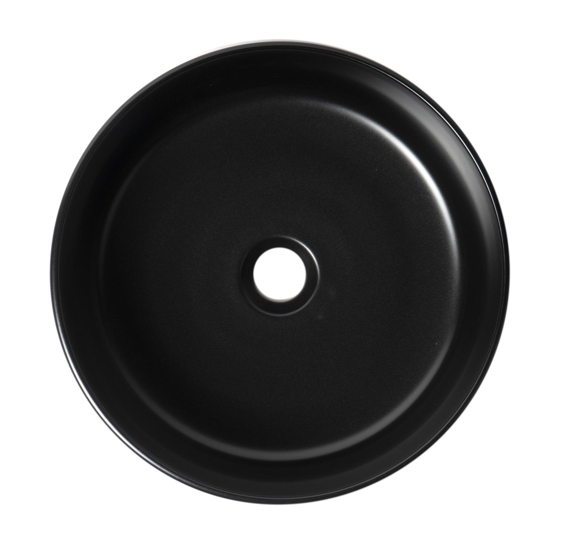 ALFI brand ABC907-BM Black Matte 15" Round Above Mount Ceramic Sink