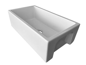 ALFI brand AB3318HS-W White 33" x 18" Reversible Fluted / Smooth Single Bowl Fireclay Farm Sink