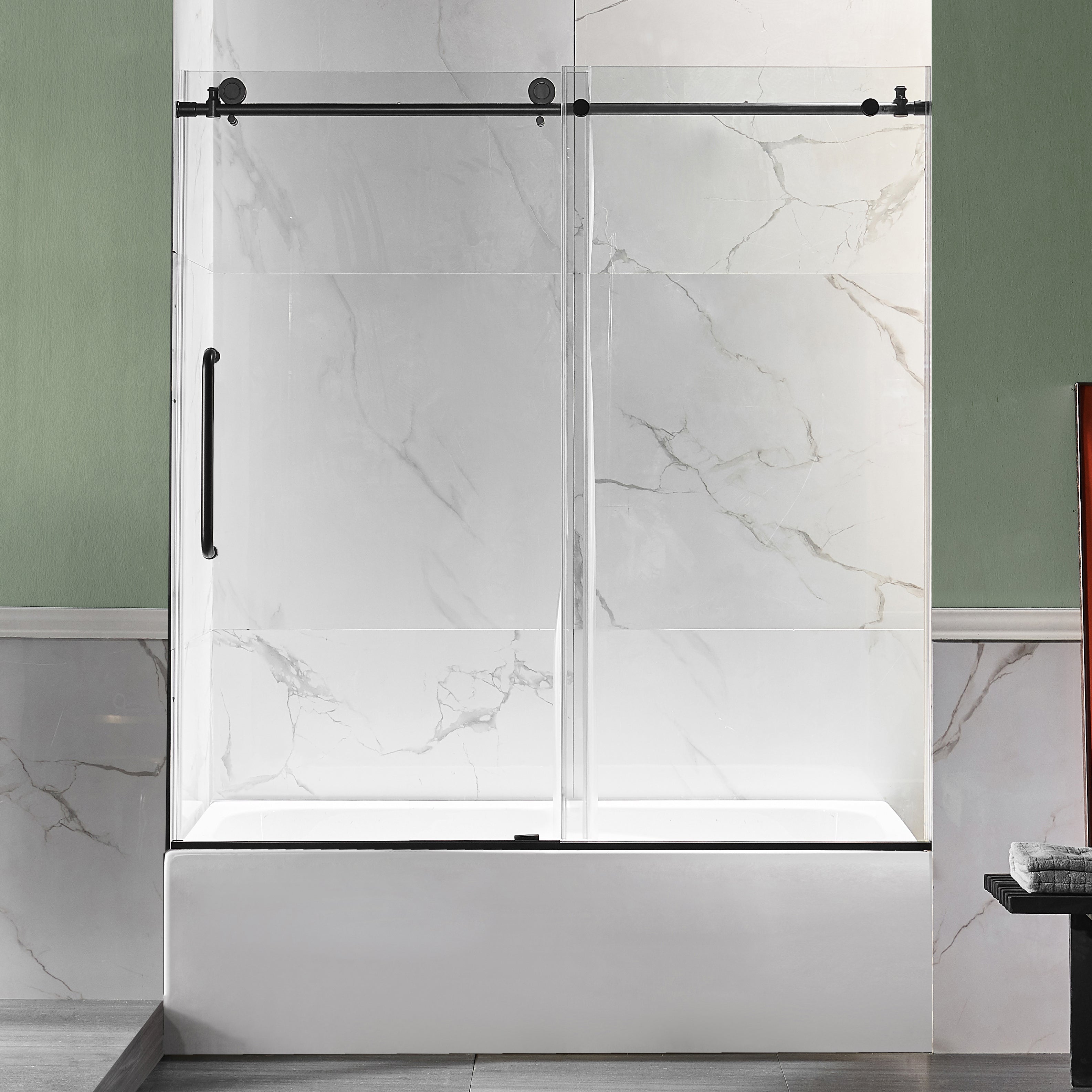 Don Series 60 in. x 62 in. Frameless Sliding Tub Door