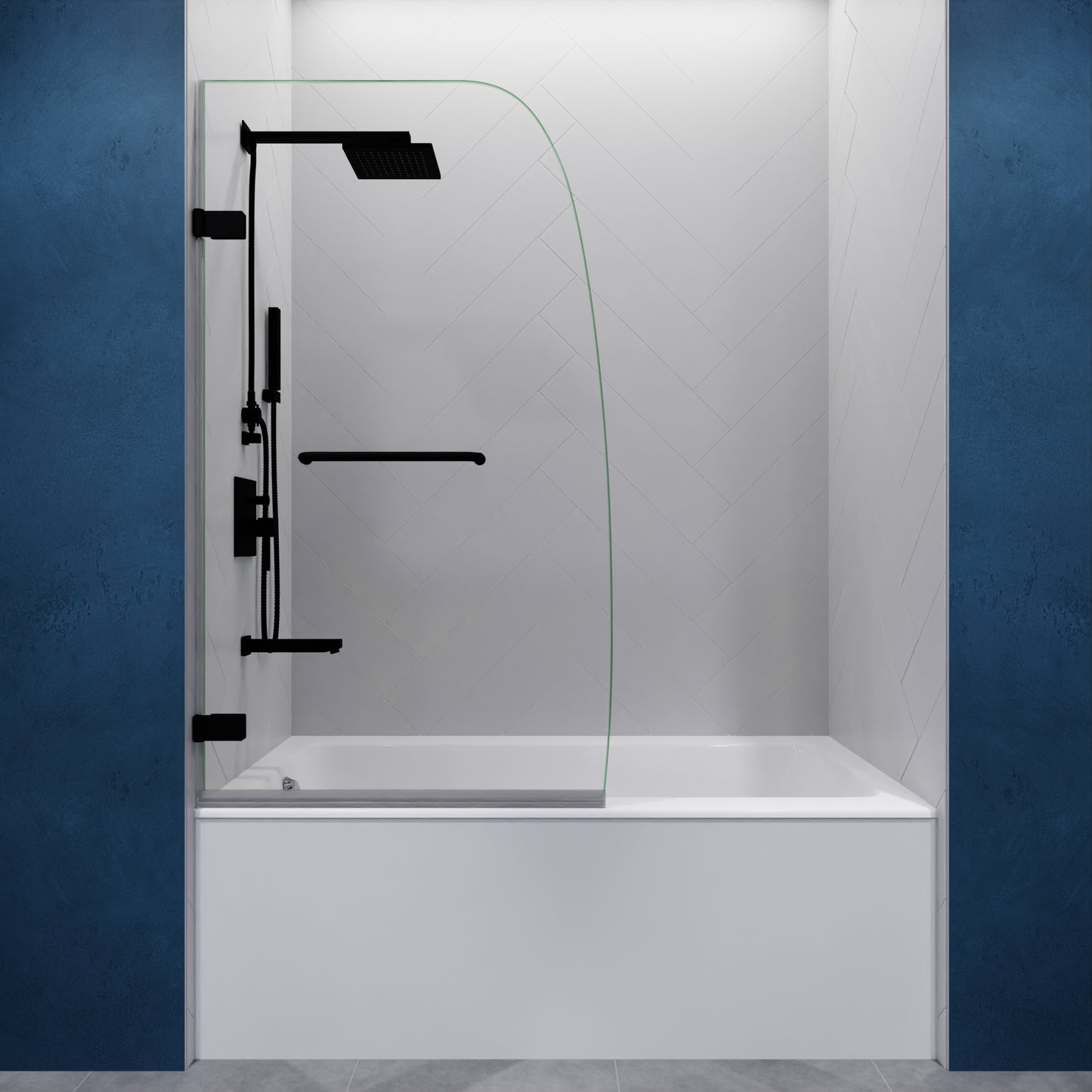 Grand Series 31.5 in. by 56 in. Frameless Hinged Tub Door