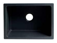 Load image into Gallery viewer, ALFI brand AB2418HS-BM 24&quot; Black Matte Reversible Smooth / Fluted Single Bowl Fireclay Farm Sink
