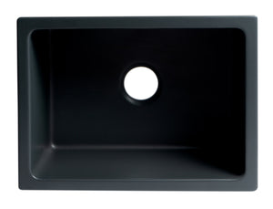 ALFI brand AB2418HS-BM 24" Black Matte Reversible Smooth / Fluted Single Bowl Fireclay Farm Sink