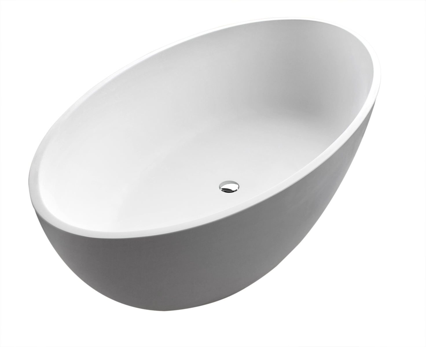 Cestino 5.5 ft. Solid Surface Center Drain Freestanding Bathtub in Matte White
