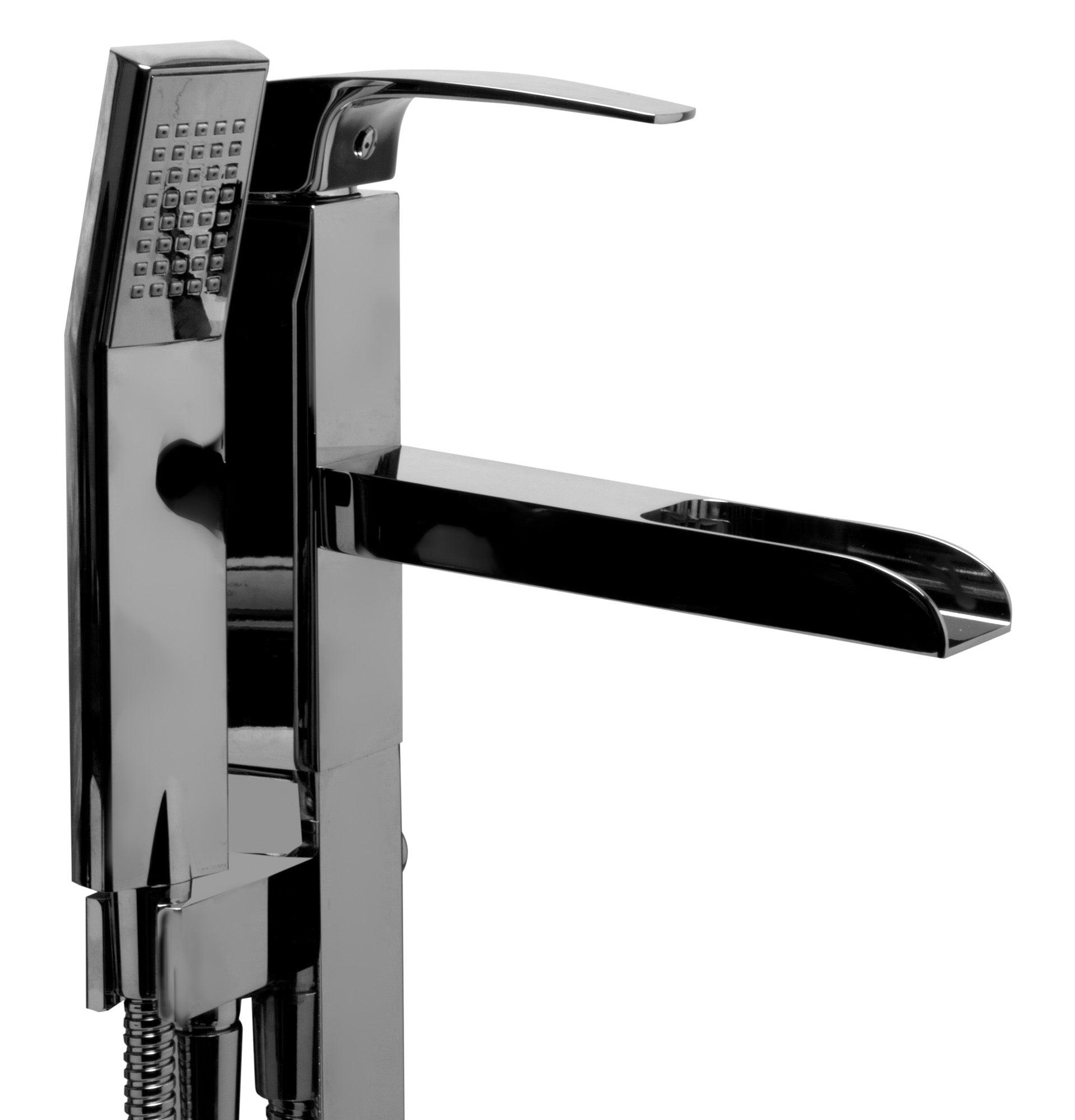 ALFI brand AB2843-PC Polished Chrome Single Hole Floor Mounted Waterfall Tub Filler