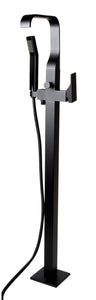 ALFI brand AB2180-BM Black Matte Single Lever Floor Mounted Tub Filler Mixer w Hand Held Shower Head