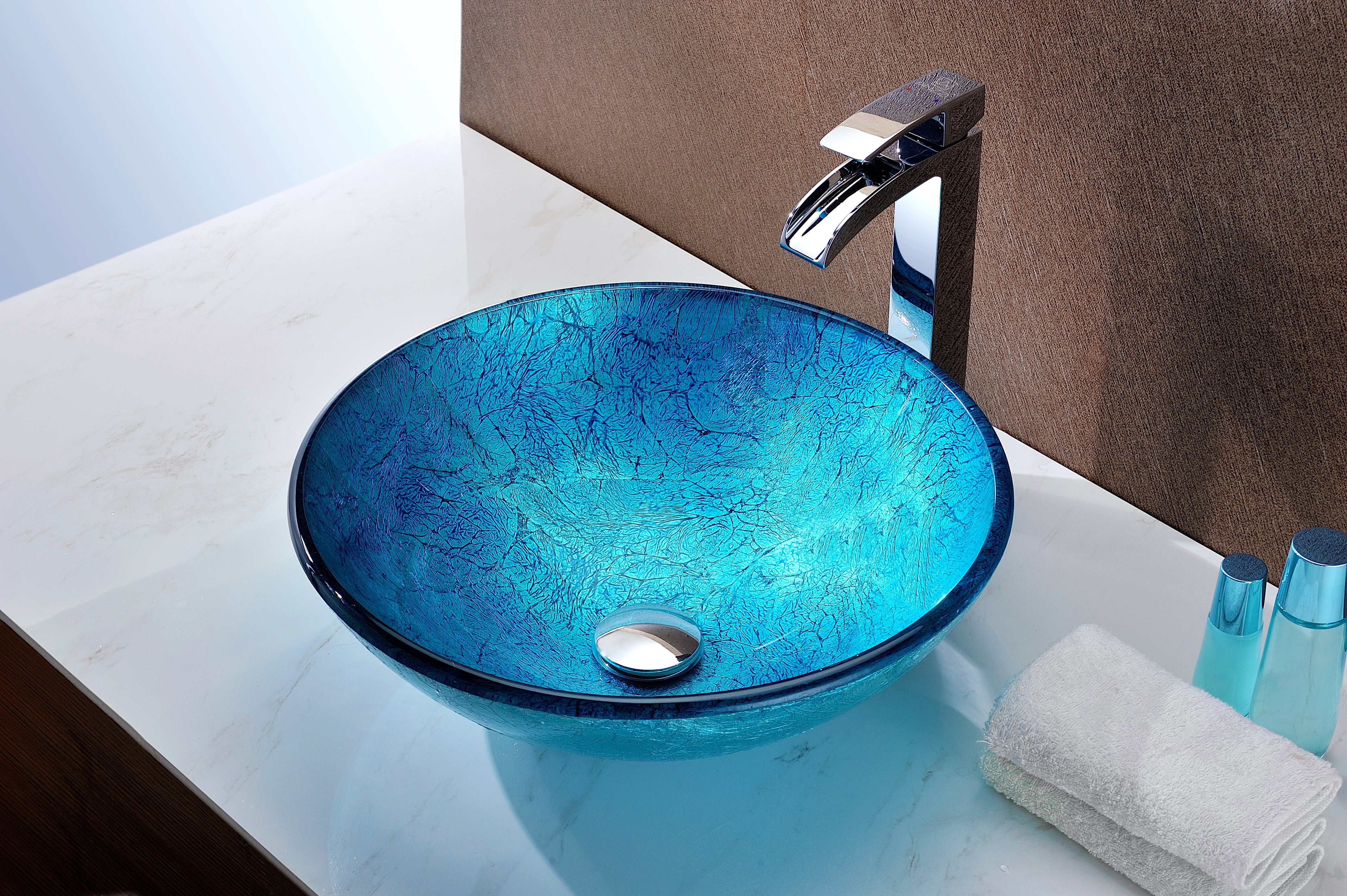Accent Series Deco-Glass Vessel Sink in Blue Ice