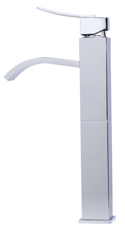 ALFI brand AB1158-PC Tall Polished Chrome Tall Square Body Curved Spout Single Lever Bathroom Faucet