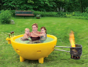 ALFI brand Dark Blue FireHotTub The Round Fire Burning Portable Outdoor Hot Bath Tub