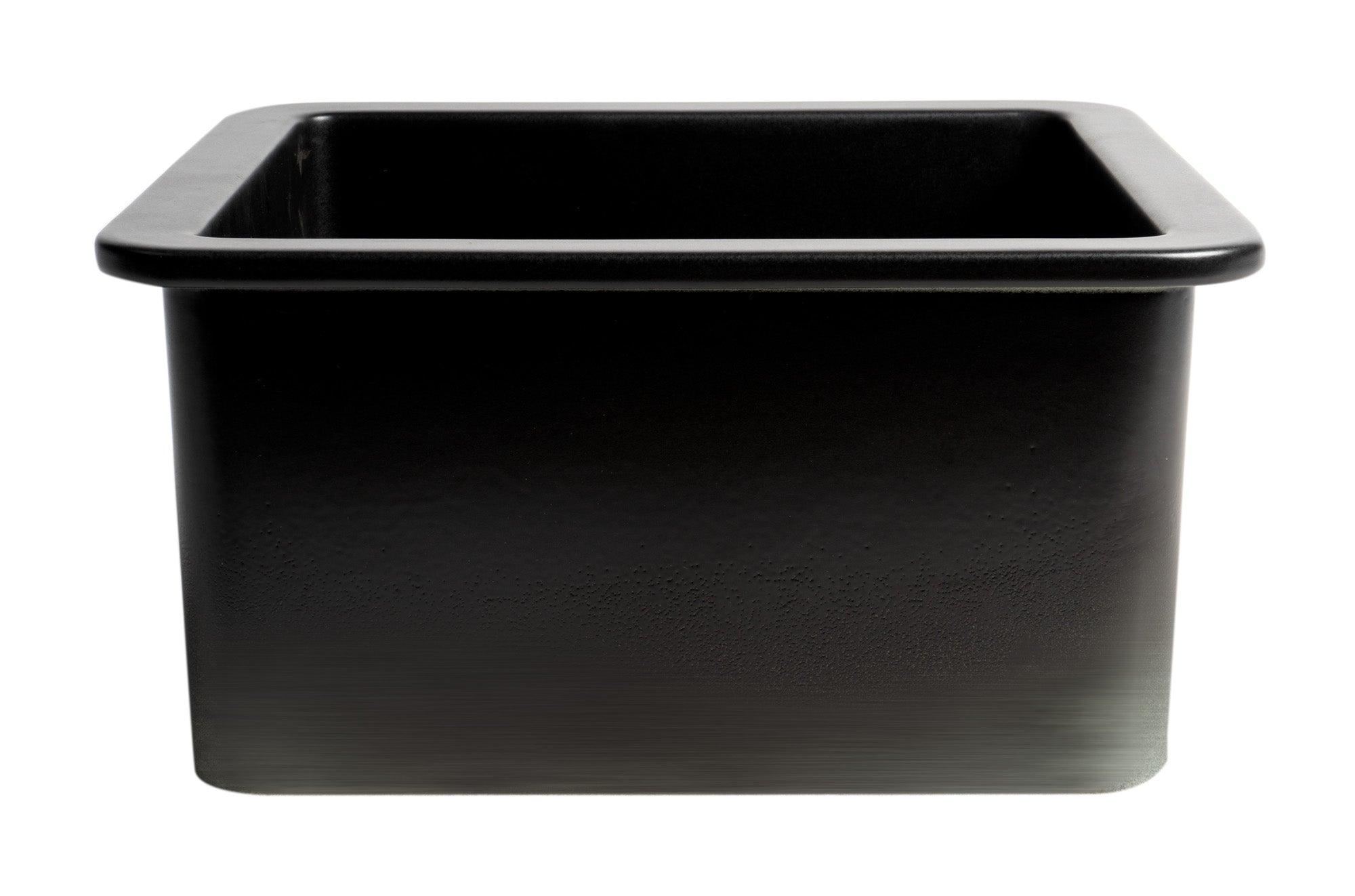 ALFI brand ABF1818S-BM Black Matte Square 18" x 18" Undermount / Drop In Fireclay Prep Sink