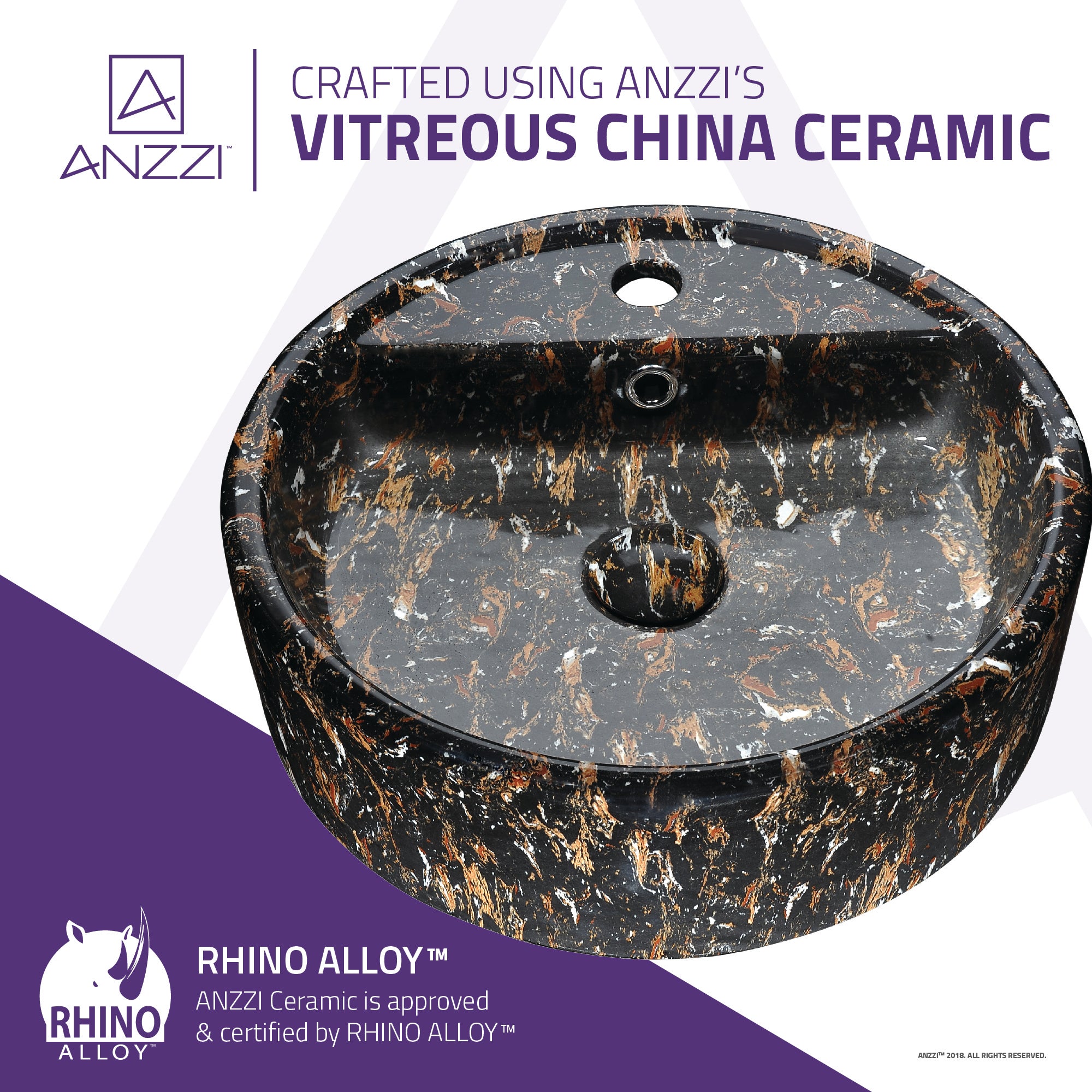 Rhapsody Series Ceramic Vessel Sink in Neolith Marble Finish