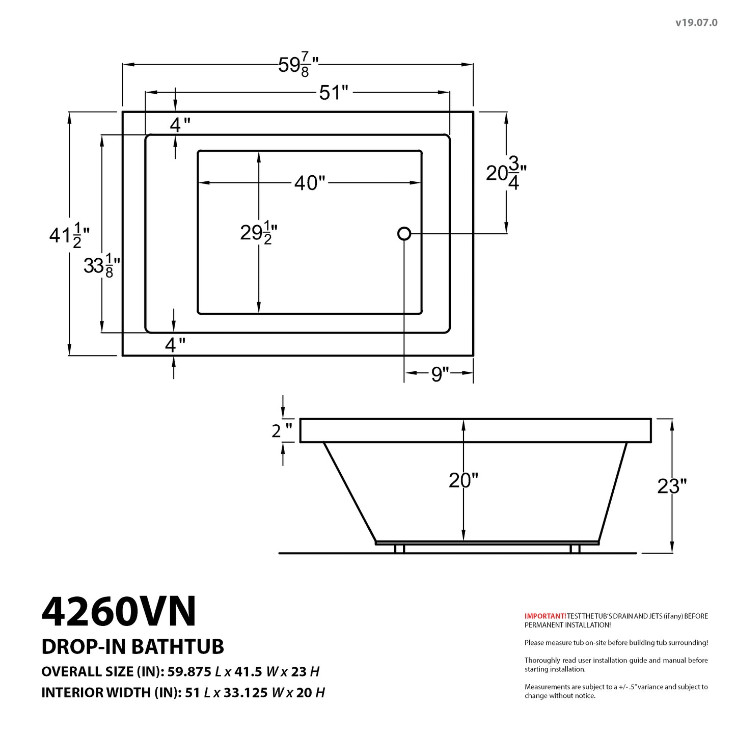 Atlantis Whirlpools Venetian 42 x 60 Rectangular Air Jetted Bathtub