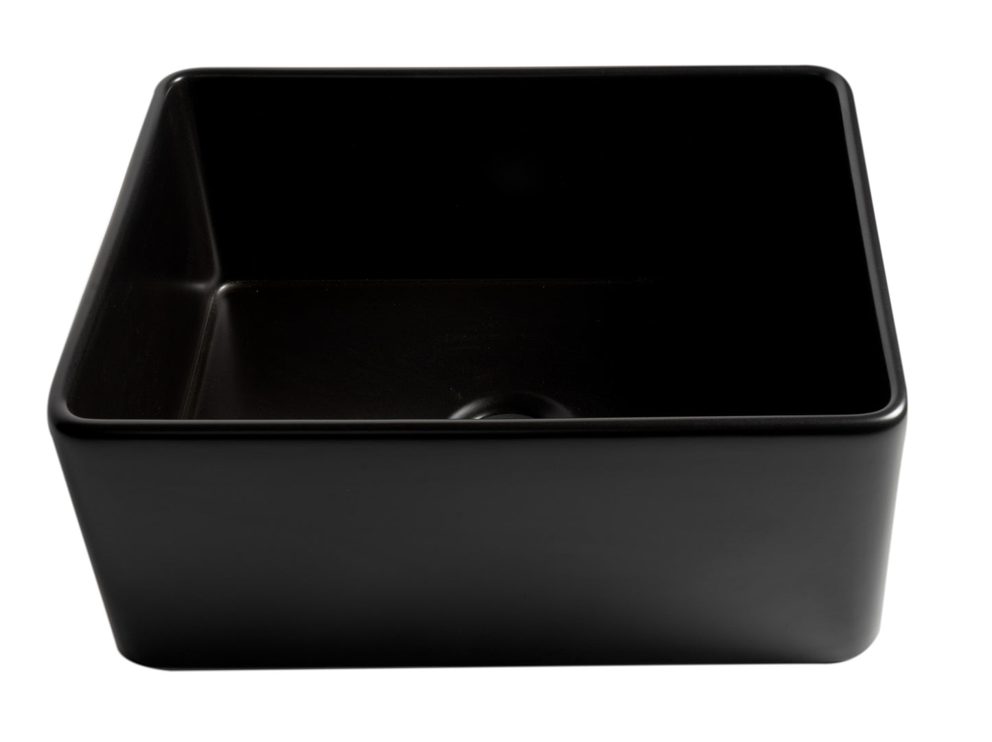 ALFI brand ABF2418-BM Black Matte Smooth Apron 24" x 18" Single Bowl Fireclay Farm Sink