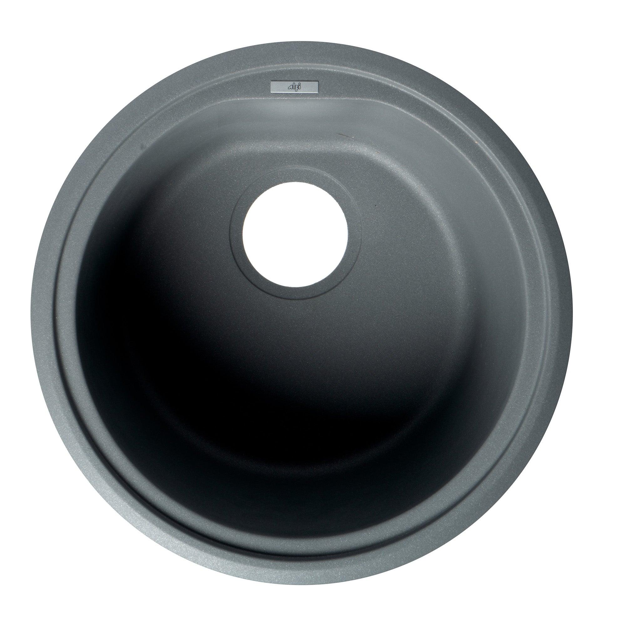 ALFI brand AB1717UM-T Titanium 17" Undermount Round Granite Composite Kitchen Prep Sink