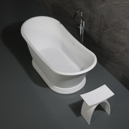 ALFI brand ABST77 Arched White Matte Solid Surface Resin Bathroom / Shower Stool