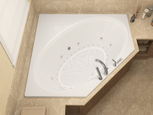 Atlantis Whirlpools Venus Deluxe Series 62.125 x 82.5in. Air and Whirlpool Jetted corner Bathtub in White