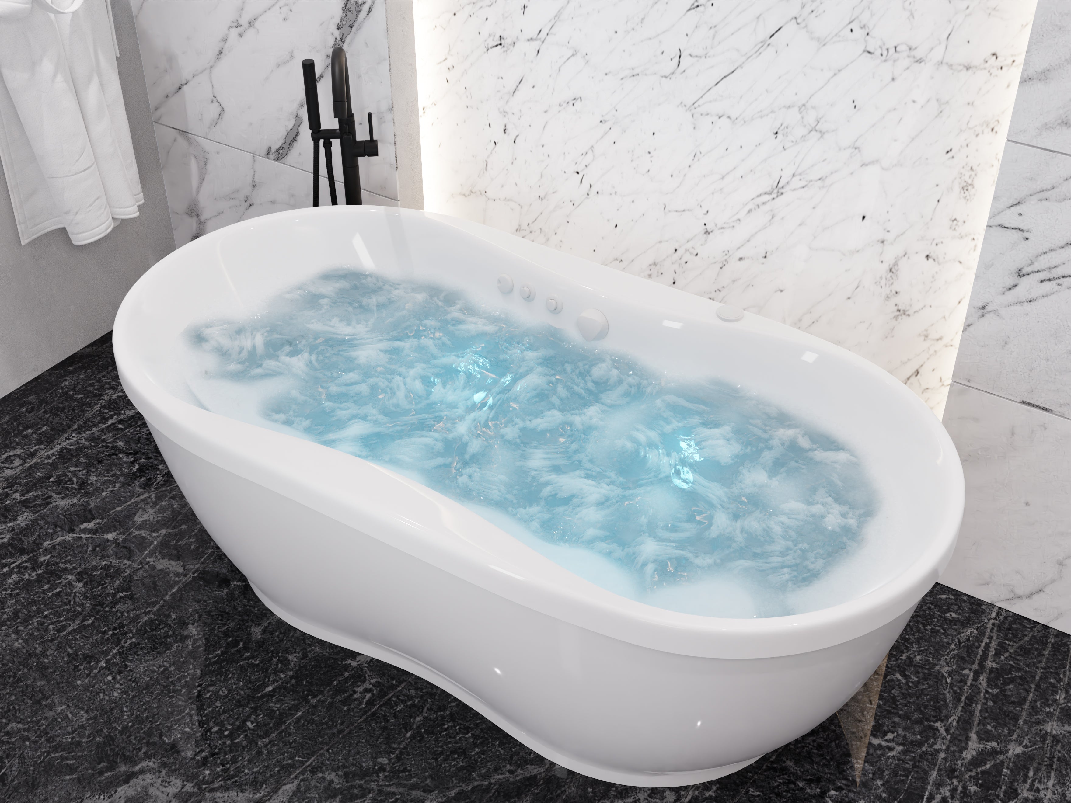 Lori 6 ft. Whirlpool and Air Bath Tub in White