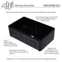 Load image into Gallery viewer, ALFI brand AB3320SB-BG 33 inch Black Reversible Single Fireclay Farmhouse Kitchen Sink