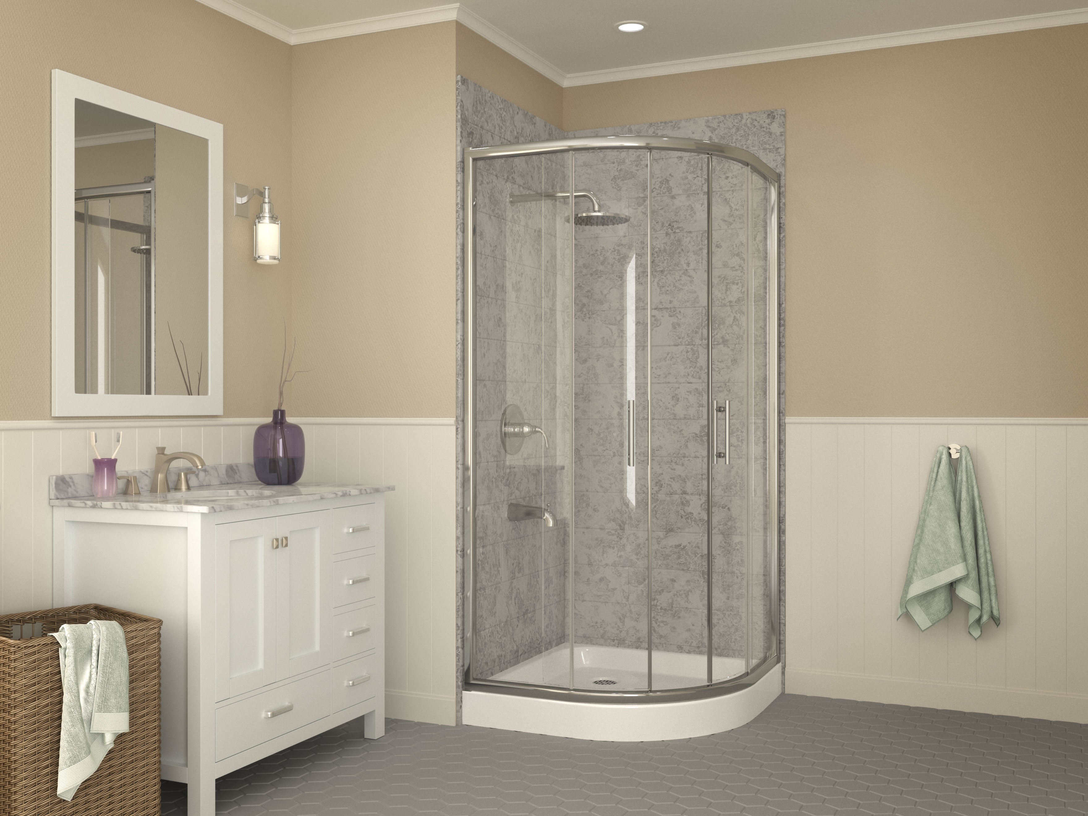 Randi 36 x 36  in. Neo-Round Double Threshold Shower Base in White