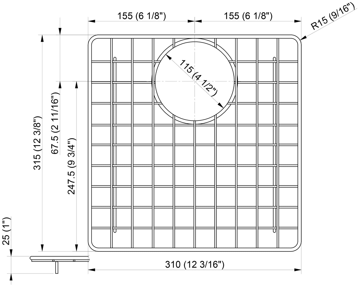 ALFI brand ABGR3420 Stainless Steel Grid for AB3420DI and AB3420UM