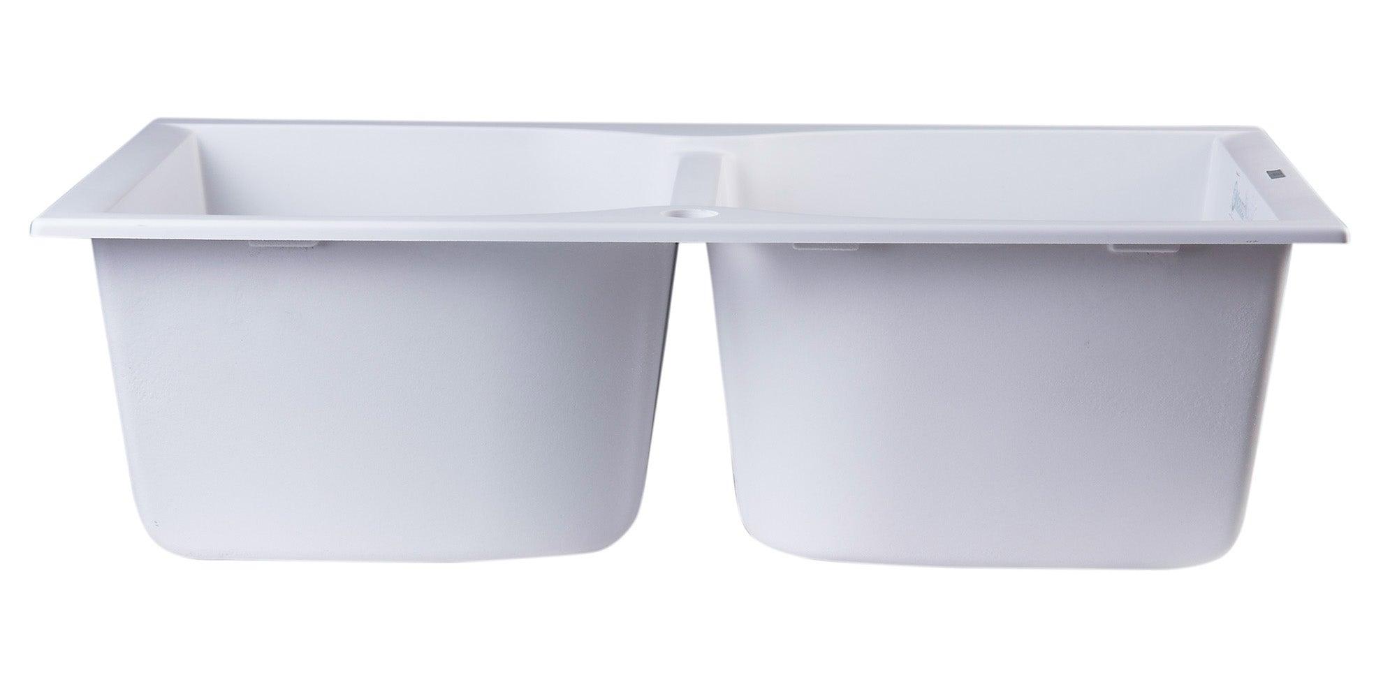 ALFI brand AB3220DI-W White 32" Drop-In Double Bowl Granite Composite Kitchen Sink