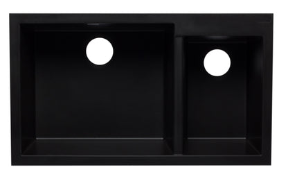 ALFI brand AB3319UM-BLA Black 34" Double Bowl Undermount Granite Composite Kitchen Sink