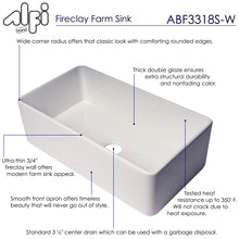 Load image into Gallery viewer, ALFI brand ABF3318S 33&quot; White Thin Wall Single Bowl Smooth Apron Fireclay Kitchen Farm Sink