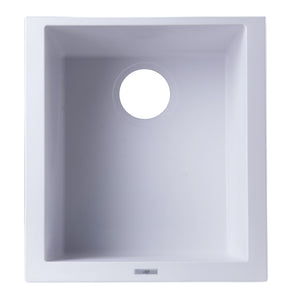 ALFI brand AB1720UM-W White 17" Undermount Rectangular Granite Composite Kitchen Prep Sink