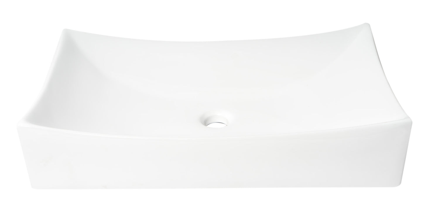 ALFI brand ABC904 White 26" Fancy Rectangular Above Mount Ceramic Sink