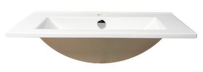 ALFI brand ABC803 White 25" Rectangular Drop In Ceramic Sink with Faucet Hole