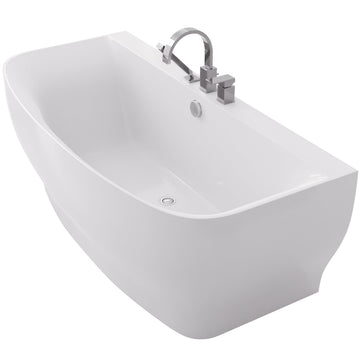Bank Series 5.41 ft. Freestanding Bathtub with Deck Mounted Faucet in White