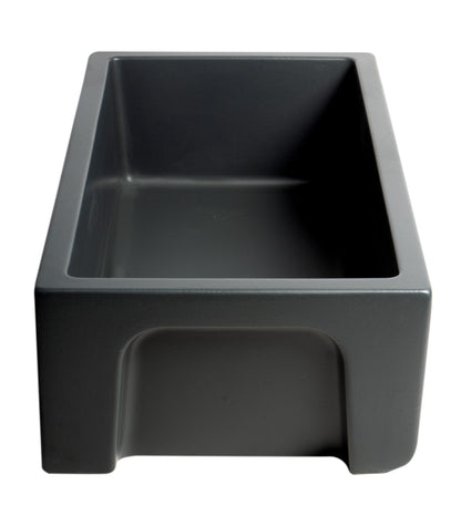 ALFI brand AB3318HS-BM 33" Black Matte Reversible Smooth / Fluted Single Bowl Fireclay Farm Sink