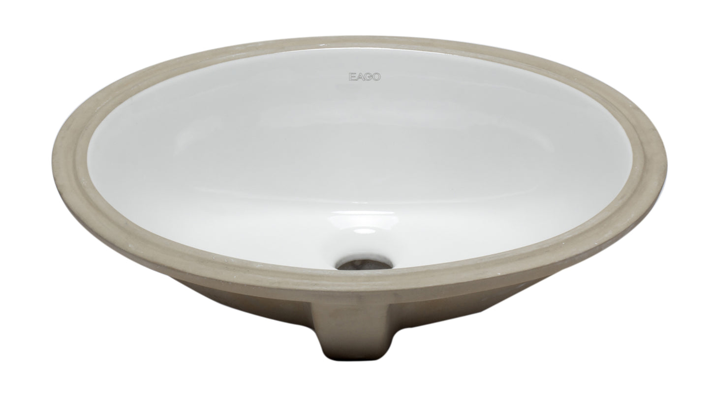 EAGO BC224 White Ceramic 18"x15" Undermount Oval Bathroom Sink