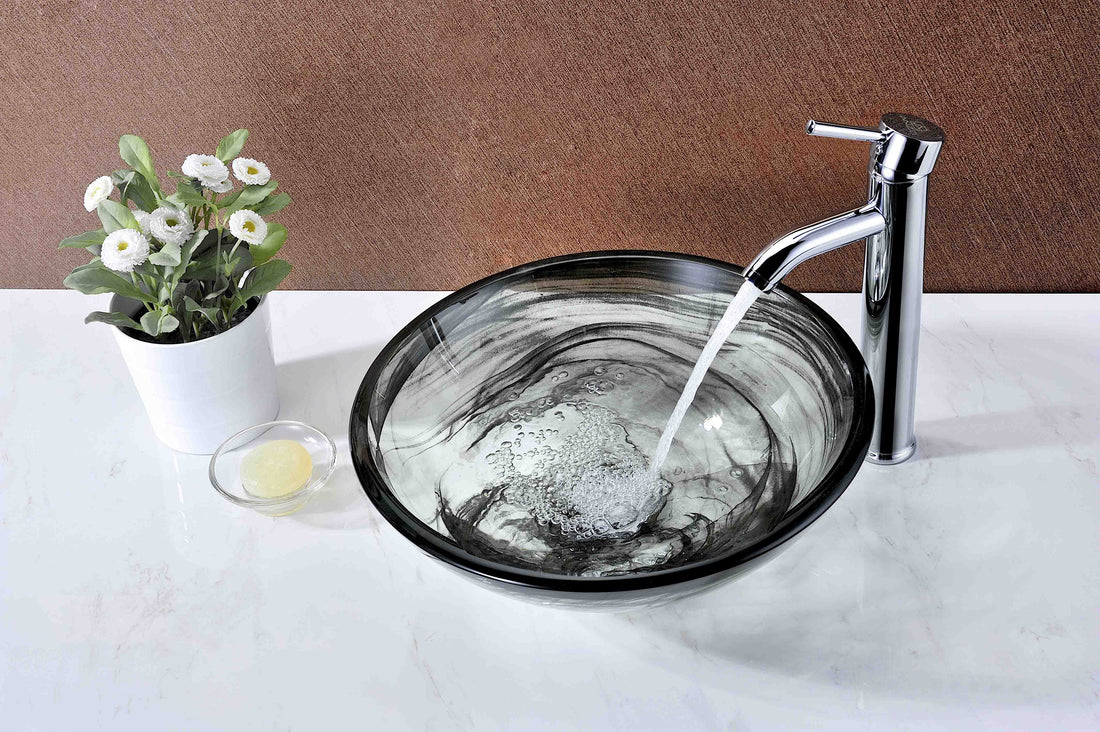 Mezzo Series Vessel Sink with Pop-Up Drain in Slumber Wisp
