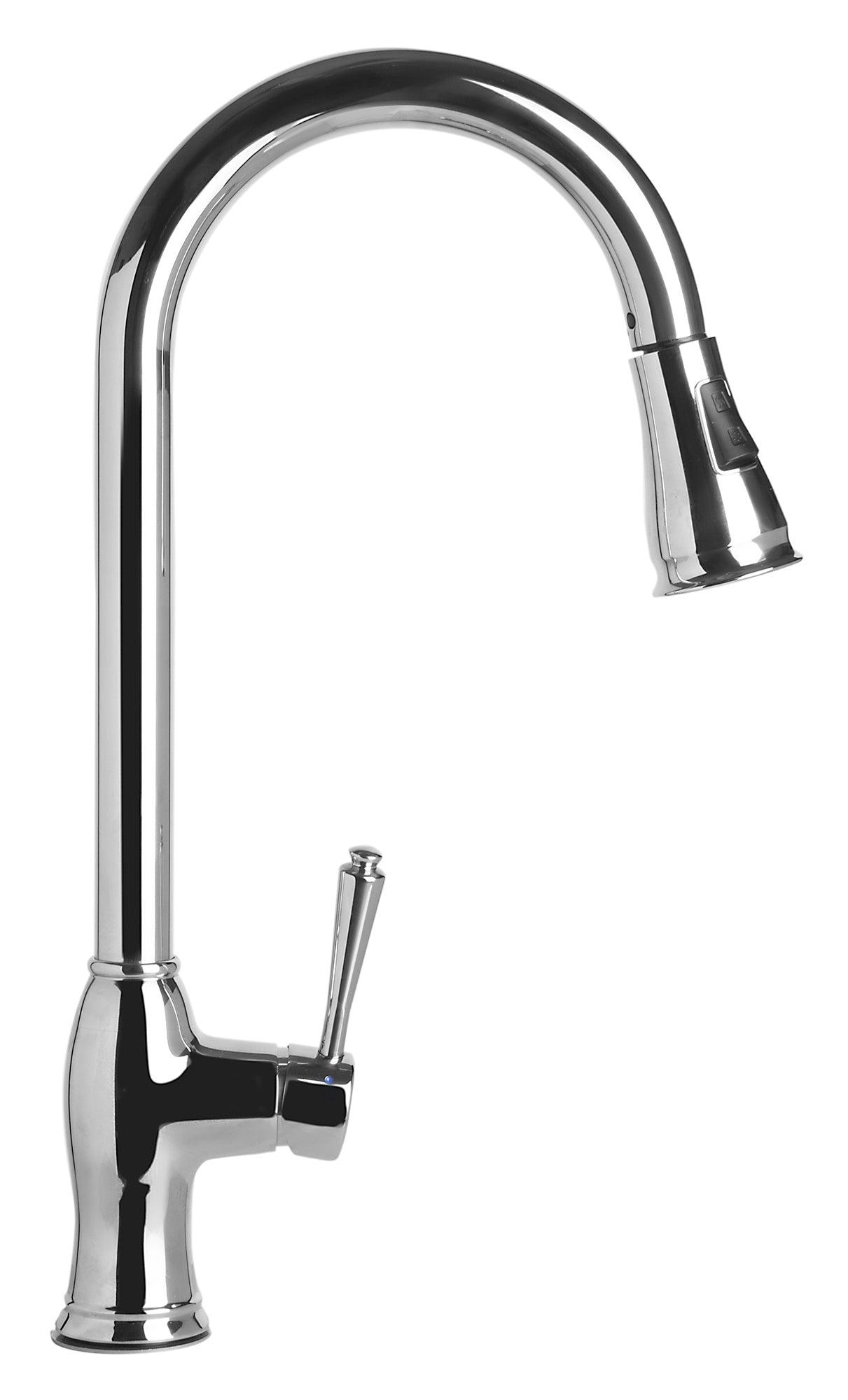 ALFI brand AB2043-PSS Traditional Solid Polished Stainless Steel Pull Down Kitchen Faucet