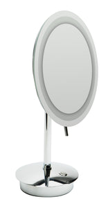 ALFI brand ABM9FLED-PC Polished Chrome Tabletop Round 9" 5x Magnifying Cosmetic Mirror with Light